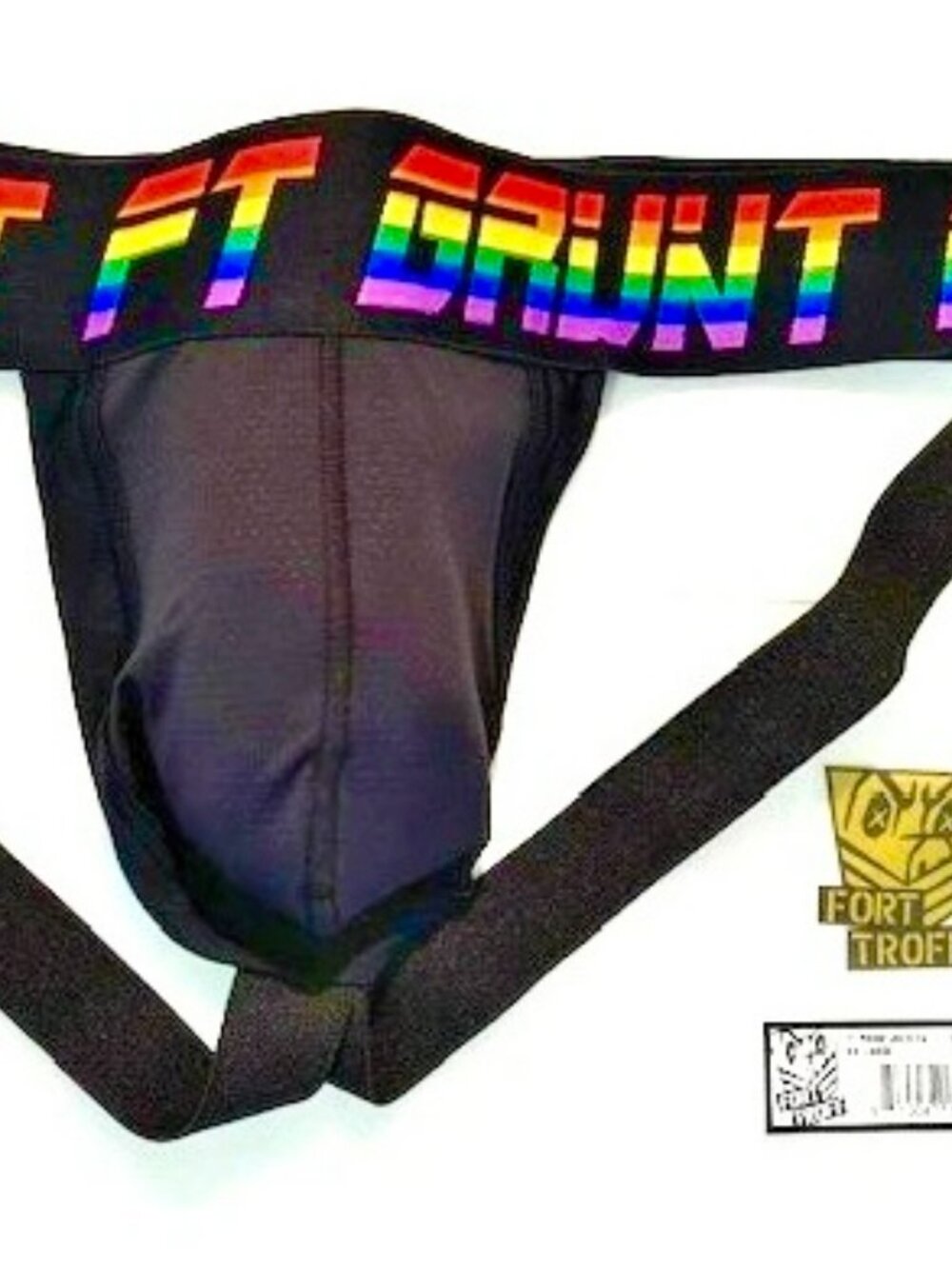 FORT TROFF Size XL Grunt PRIDE Athletic Supporter- Black/PRIDE Colors - Jock